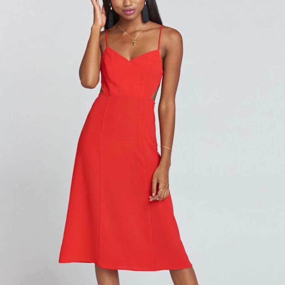Show Me Your MuMu Claire Cut Out MIDI Dress Red Large